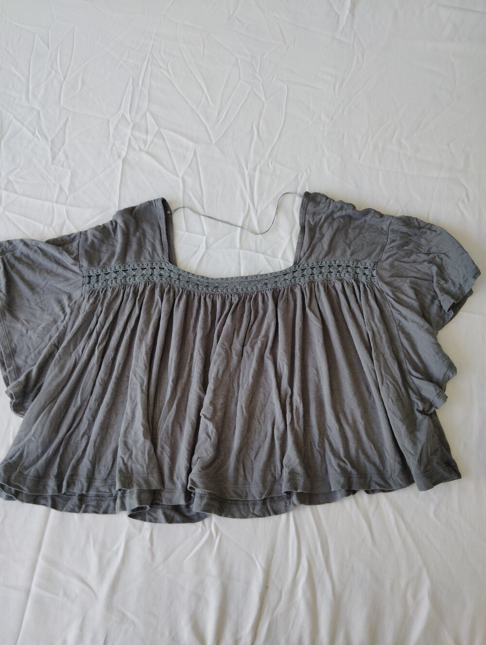 Oneill Vintage Women's Gray Off-Shoulder Short Sleeve Top Babydoll